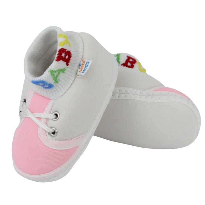 Baby Unisex Cotton White,Pink Slip-on Socks Booties-BT5278