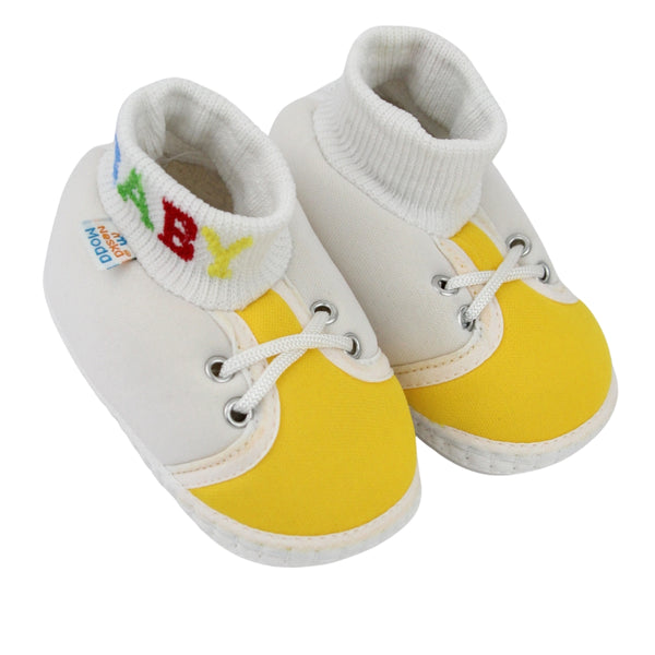 Baby Unisex Cotton White,Yellow Slip-on Socks Booties-BT5279