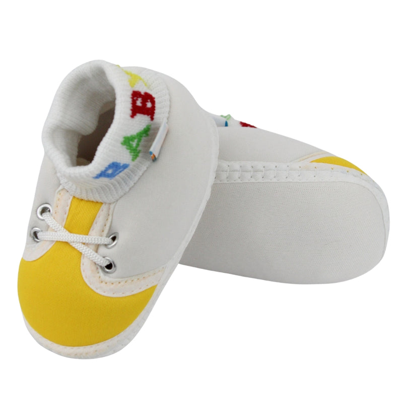 Baby Unisex Cotton White,Yellow Slip-on Socks Booties-BT5279