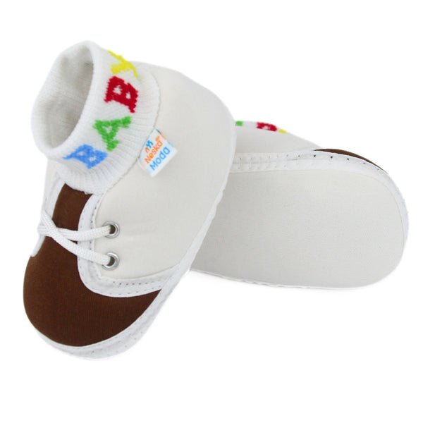 Baby Unisex Cotton White,Brown Slip-on Socks Booties-BT5280