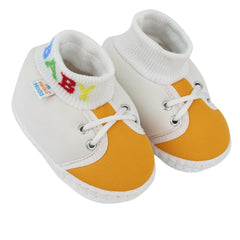 Baby Unisex Cotton White,Yellow Slip-on Socks Booties-BT5281