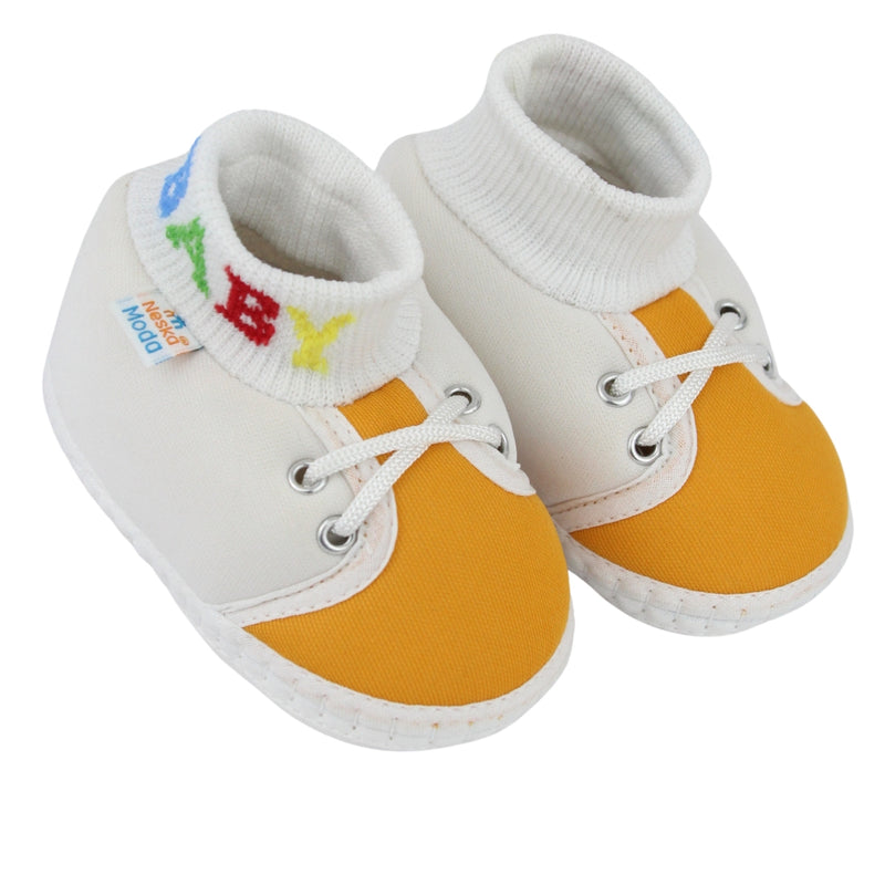 Baby Unisex Cotton White,Yellow Slip-on Socks Booties-BT5281