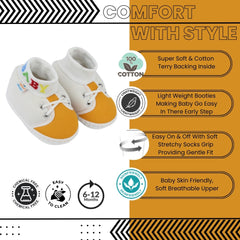 Baby Unisex Cotton White,Yellow Slip-on Socks Booties-BT5281
