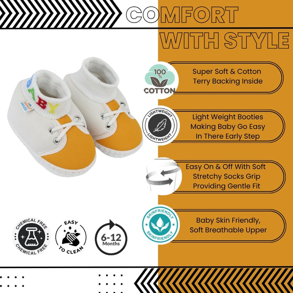 Baby Unisex Cotton White,Yellow Slip-on Socks Booties-BT5281