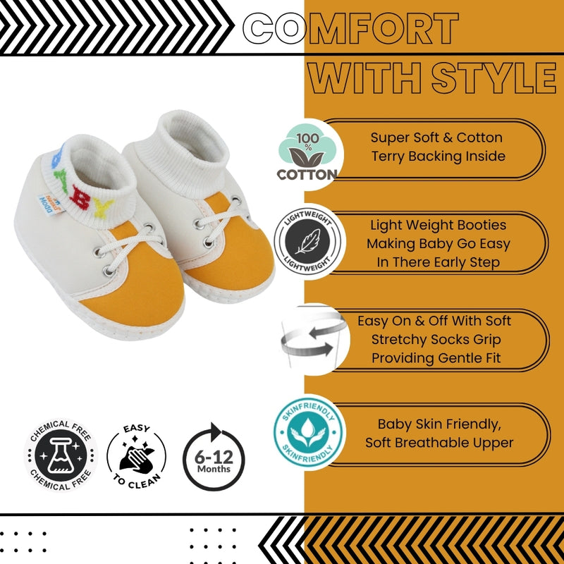 Baby Unisex Cotton White,Yellow Slip-on Socks Booties-BT5281
