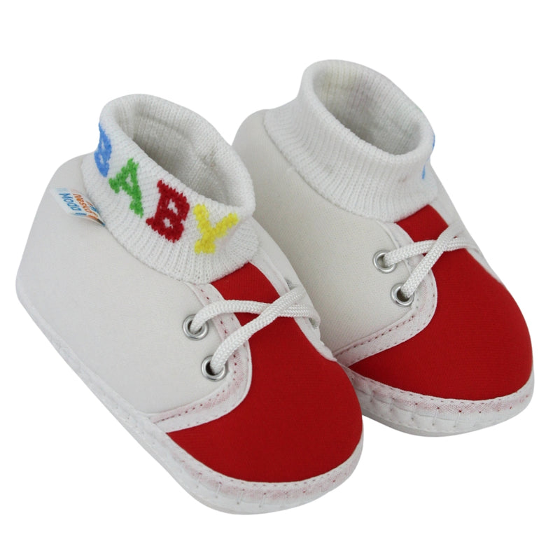 Baby Unisex Cotton White,Red Slip-on Socks Booties-BT5282