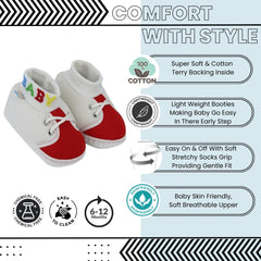 Baby Unisex Cotton White,Red Slip-on Socks Booties-BT5282