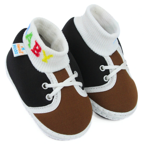 Baby Unisex Cotton Black,Brown Slip-on Socks Booties-BT5283