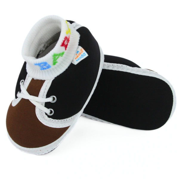 Baby Unisex Cotton Black,Brown Slip-on Socks Booties-BT5283
