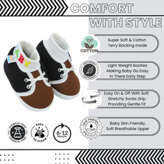 Baby Unisex Cotton Black,Brown Slip-on Socks Booties-BT5283