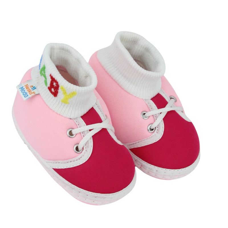Baby Unisex Cotton Pink Slip-on Socks Booties-BT5284