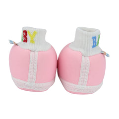 Baby Unisex Cotton Pink Slip-on Socks Booties-BT5284