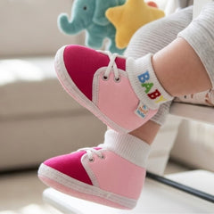 Baby Unisex Cotton Pink Slip-on Socks Booties-BT5284