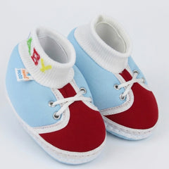 Baby Unisex Cotton Blue,Maroon Slip-on Socks Booties-BT5285