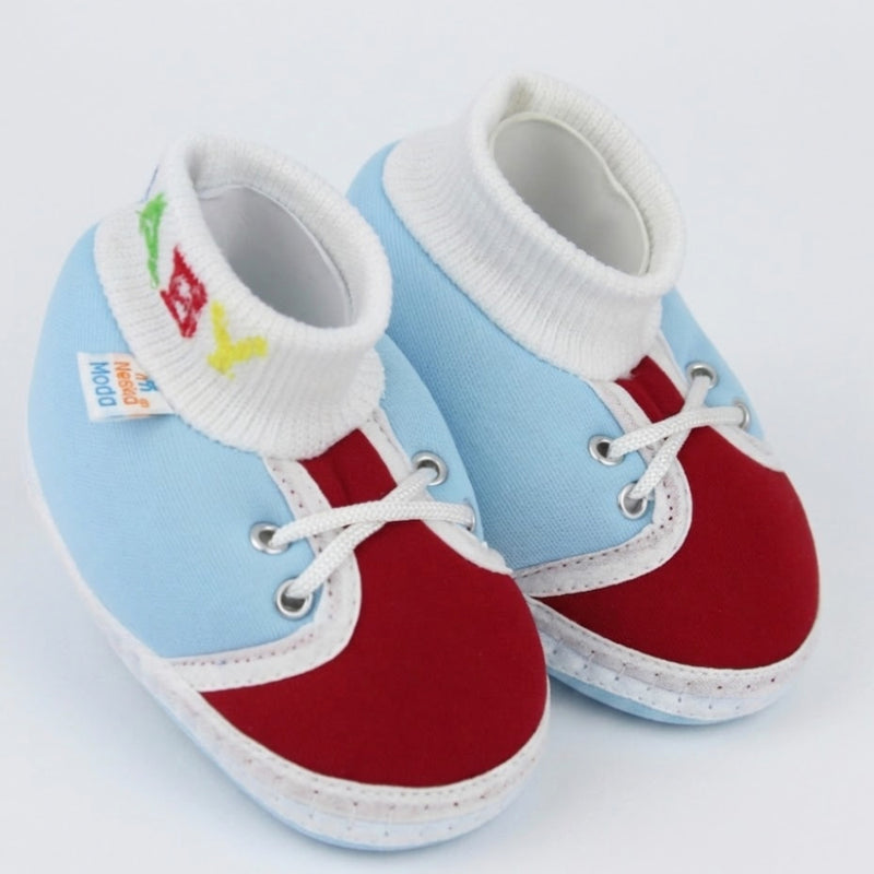 Baby Unisex Cotton Blue,Maroon Slip-on Socks Booties-BT5285