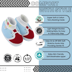 Baby Unisex Cotton Blue,Maroon Slip-on Socks Booties-BT5285
