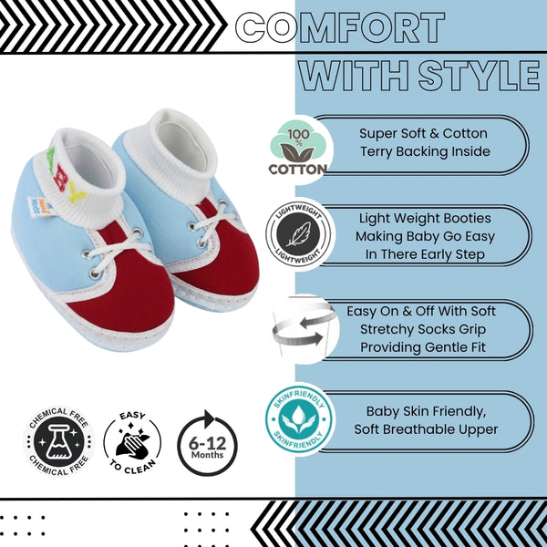 Baby Unisex Cotton Blue,Maroon Slip-on Socks Booties-BT5285