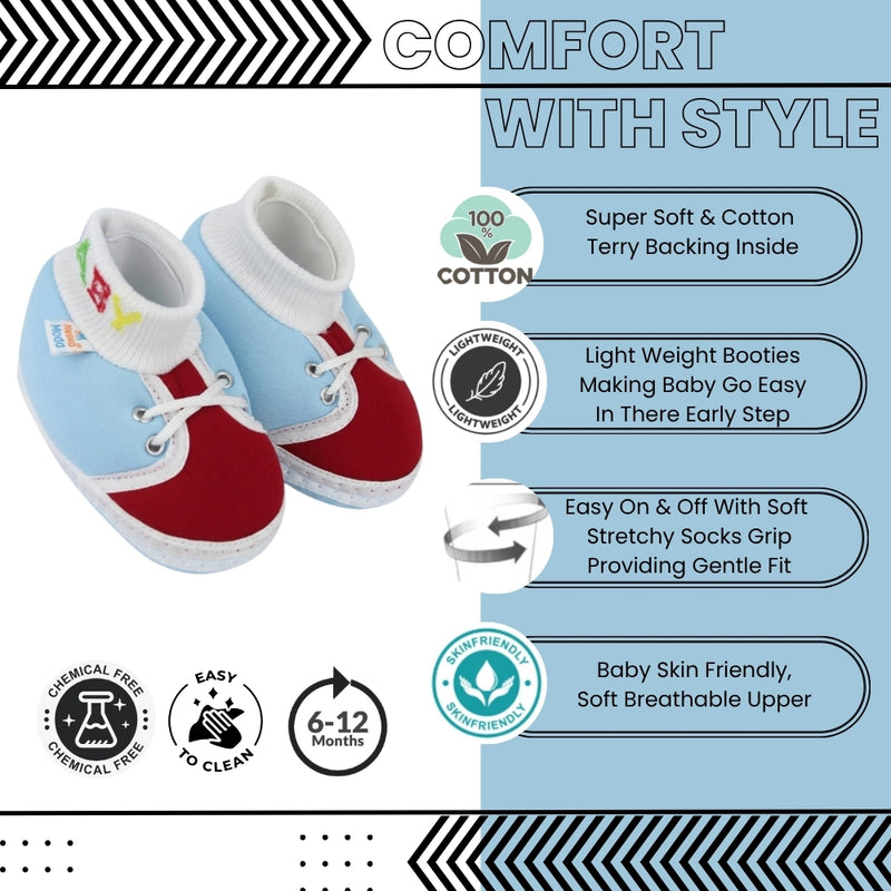 Baby Unisex Cotton Blue,Maroon Slip-on Socks Booties-BT5285