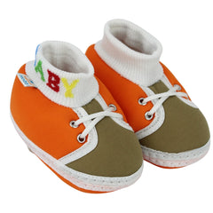 Baby Unisex Cotton Orange,Green Slip-on Socks Booties-BT5286
