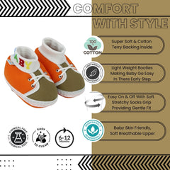 Baby Unisex Cotton Orange,Green Slip-on Socks Booties-BT5286