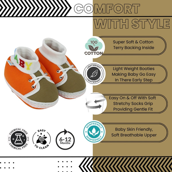 Baby Unisex Cotton Orange,Green Slip-on Socks Booties-BT5286