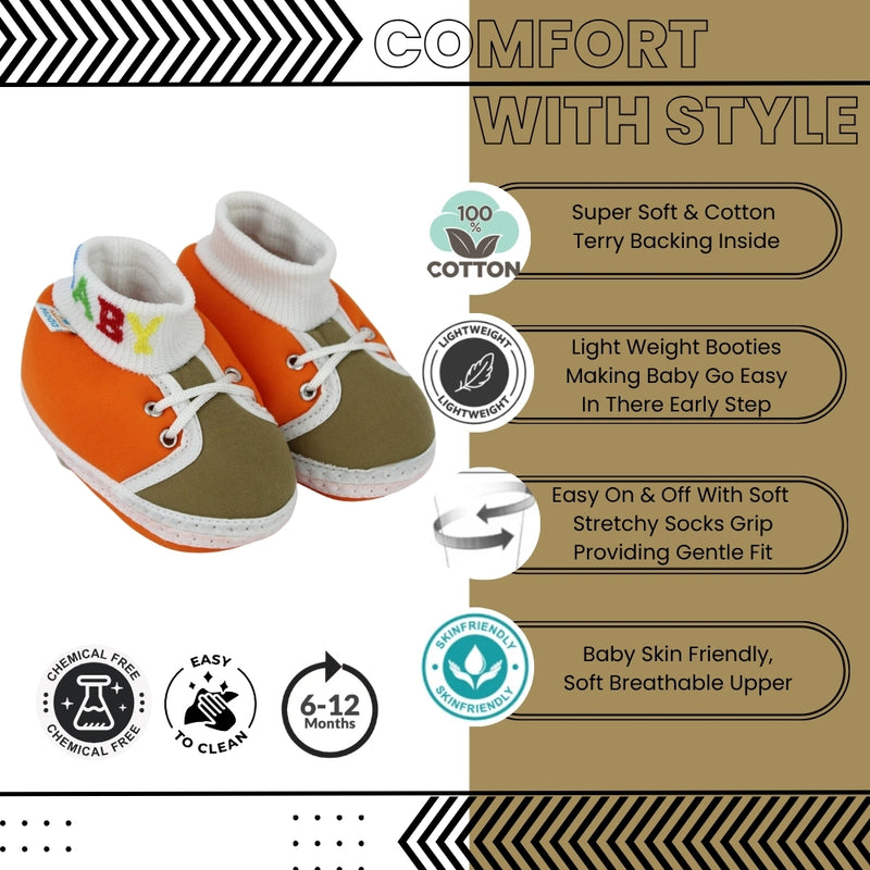 Baby Unisex Cotton Orange,Green Slip-on Socks Booties-BT5286