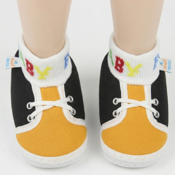 Baby Unisex Cotton Black,Yellow Slip-on Socks Booties-BT5287