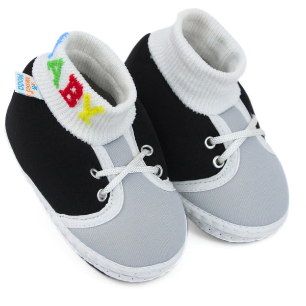 Baby Unisex Cotton Black,Grey Slip-on Socks Booties-BT5288