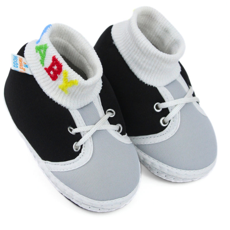 Baby Unisex Cotton Black,Grey Slip-on Socks Booties-BT5288