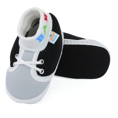 Baby Unisex Cotton Black,Grey Slip-on Socks Booties-BT5288