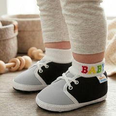 Baby Unisex Cotton Black,Grey Slip-on Socks Booties-BT5288
