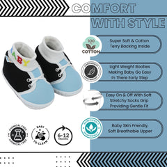Baby Unisex Cotton Black,Blue Slip-on Socks Booties-BT5289