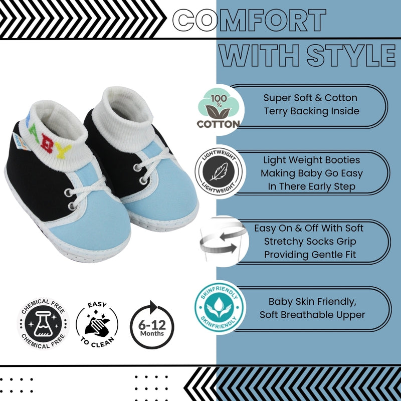 Baby Unisex Cotton Black,Blue Slip-on Socks Booties-BT5289
