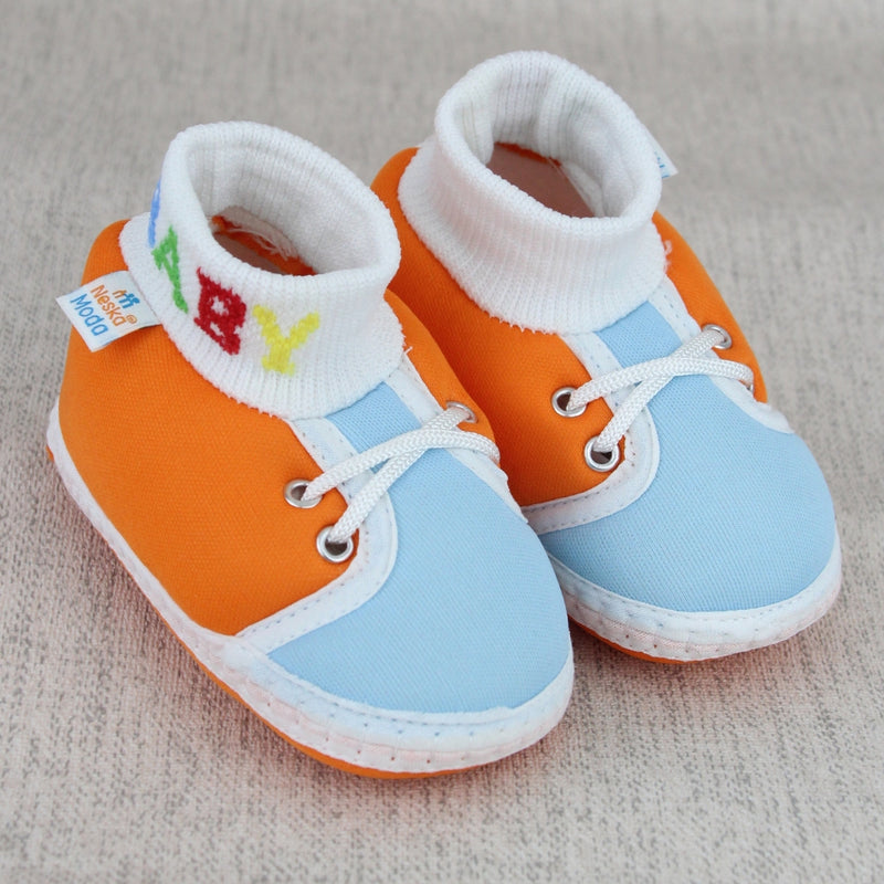 Baby Unisex Cotton Orange,Blue Slip-on Socks Booties-BT5290