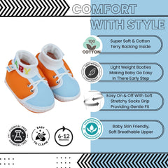 Baby Unisex Cotton Orange,Blue Slip-on Socks Booties-BT5290