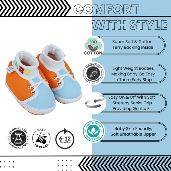 Baby Unisex Cotton Orange,Blue Slip-on Socks Booties-BT5290