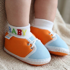 Baby Unisex Cotton Orange,Blue Slip-on Socks Booties-BT5290