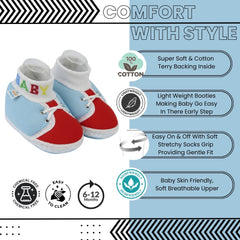 Baby Unisex Cotton Blue,Red Slip-on Socks Booties-BT5291