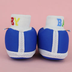 Baby Unisex Cotton Blue Slip-on Socks Booties-BT5292