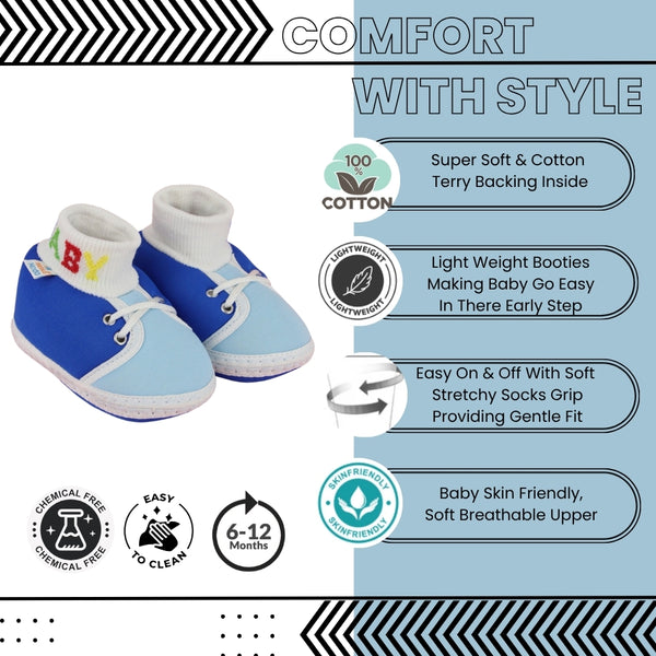 Baby Unisex Cotton Blue Slip-on Socks Booties-BT5292