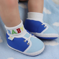 Baby Unisex Cotton Blue Slip-on Socks Booties-BT5292