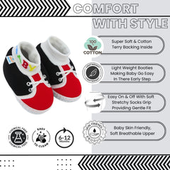 Baby Unisex Cotton Black,Red Slip-on Socks Booties-BT5293