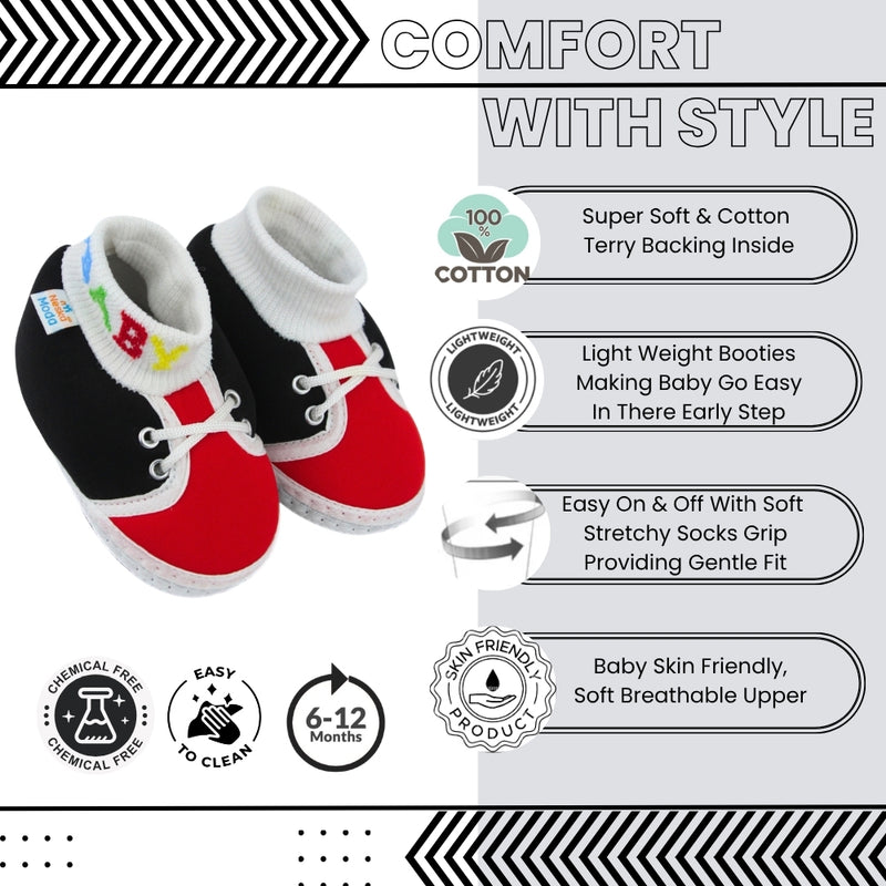 Baby Unisex Cotton Black,Red Slip-on Socks Booties-BT5293