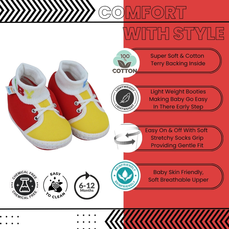 Baby Unisex Cotton Red,Yellow Slip-on Socks Booties-BT5294