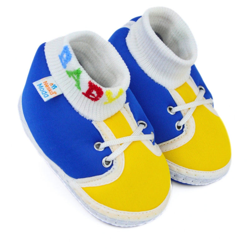 Baby Unisex Cotton Blue,Yellow Slip-on Socks Booties-BT5295