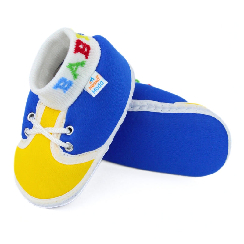 Baby Unisex Cotton Blue,Yellow Slip-on Socks Booties-BT5295
