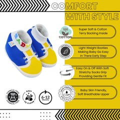 Baby Unisex Cotton Blue,Yellow Slip-on Socks Booties-BT5295