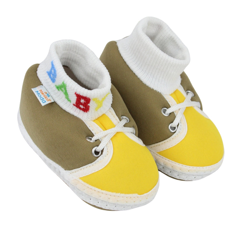 Baby Unisex Cotton Green,Yellow Slip-on Socks Booties-BT5296