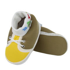 Baby Unisex Cotton Green,Yellow Slip-on Socks Booties-BT5296