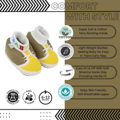 Baby Unisex Cotton Green,Yellow Slip-on Socks Booties-BT5296